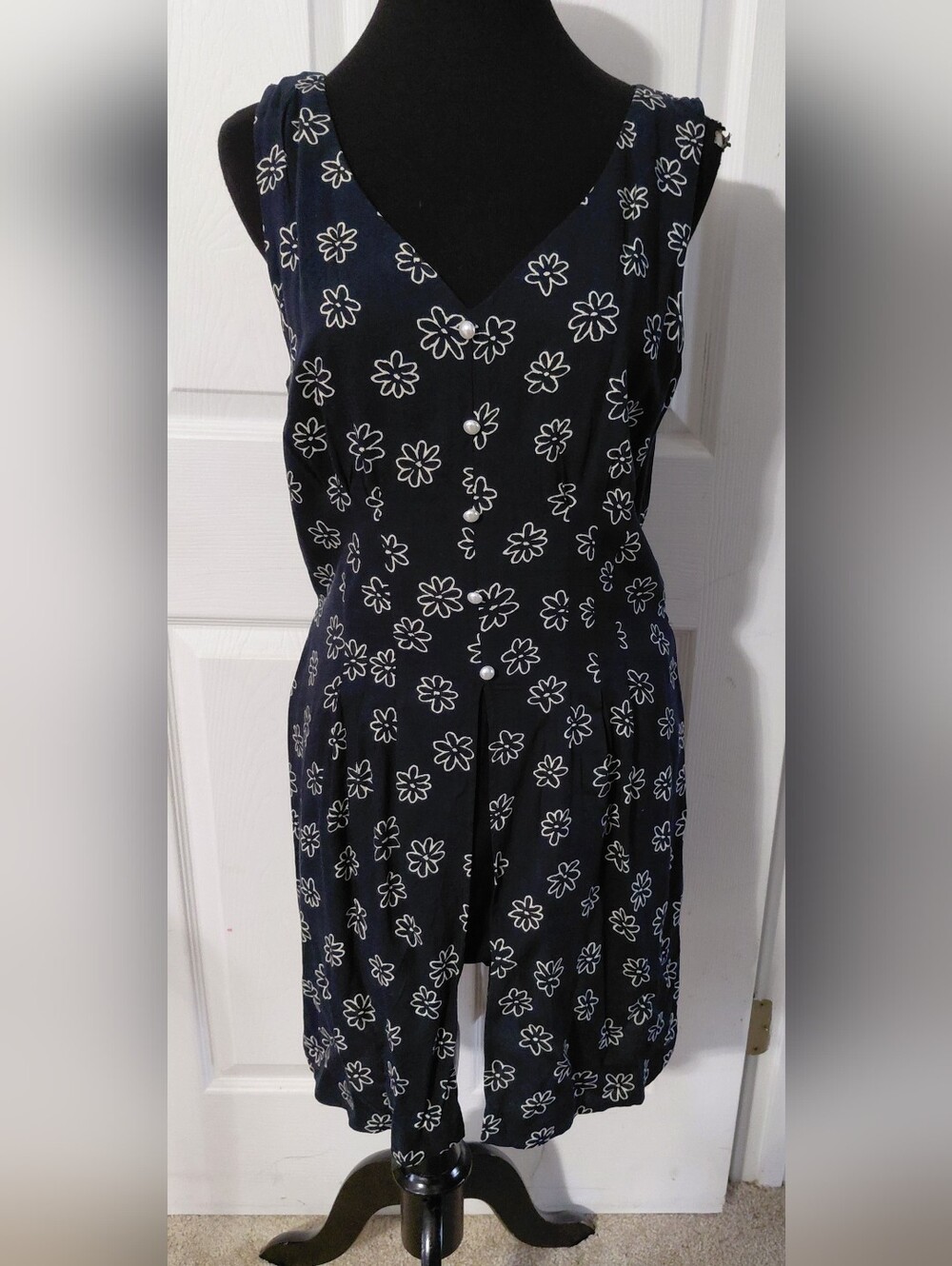 Vintage 80s Newport News Black Dress with White Floral Print